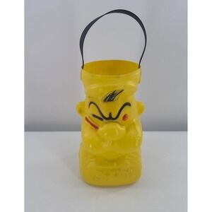 Vintage Popeye Sailor Man Blow Mold Plastic Bucket Yellow Halloween Pail 10.5in
